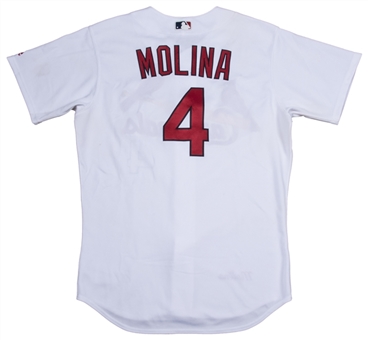 2016 Yadier Molina Game Used and Signed St. Louis Cardinals Home Jersey (Molina LOA)